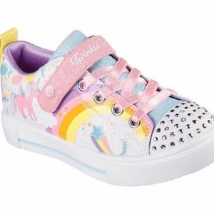 BRAND NEW girl skechers unicorn velcro lightup toes shoes size 2.5Y